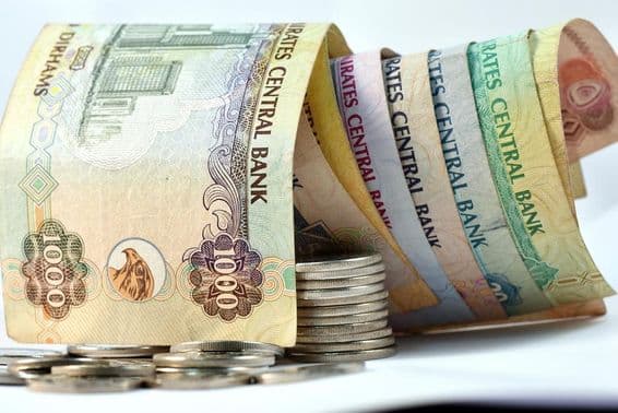 متحدہ عرب امارات میں درہم کے نوٹ اور سکے۔
