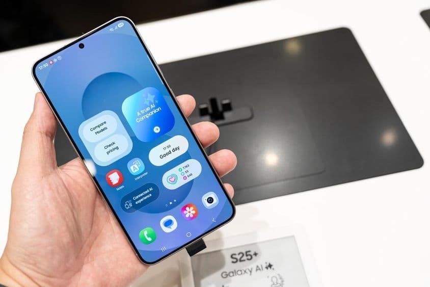 سیمسنگ گلیکسی S25+ ہاتھ میں پکڑا ہوا دکان پر