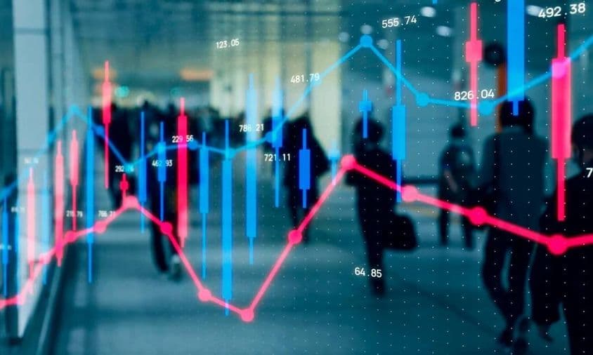 مالی چارٹ، لوگ چلتے ہوئے۔