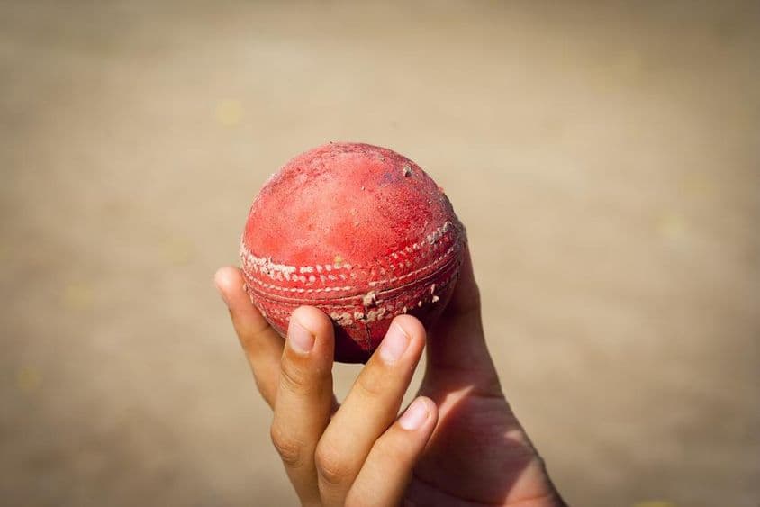 ہاتھ میں کرکٹ گیند