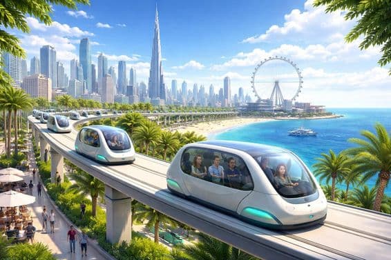 دبئی کے ساحل پر گلائیڈ ویز کیپسول۔