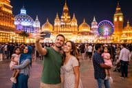 گلوبل ولیج کا رنگ برنگا شام کا منظر