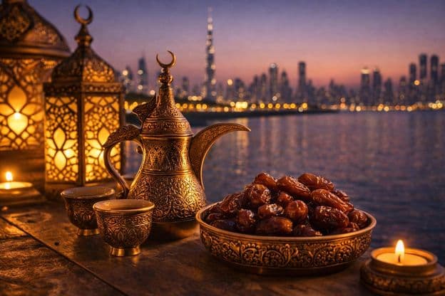 دبئی کے ساحلوں پر رمضان کی روشنیاں