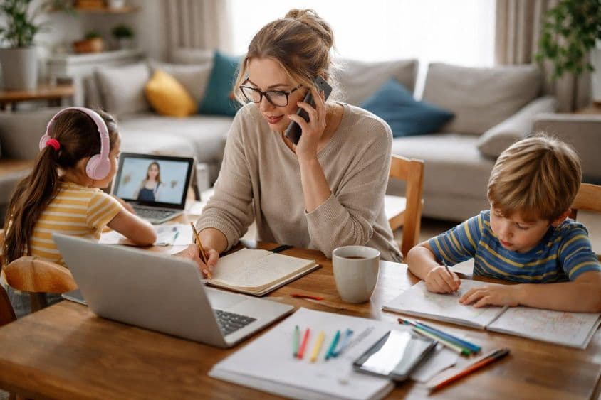 بچوں کے ساتھ گھر سے کام کرنا