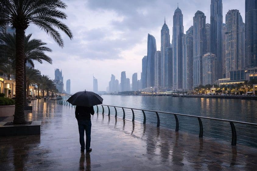 بارش کا دبئی مرینہ کا ماحول