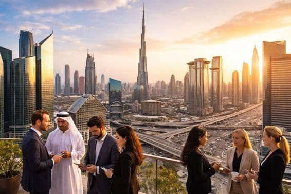 دبئی کے کاروباری زندگی کا منظر