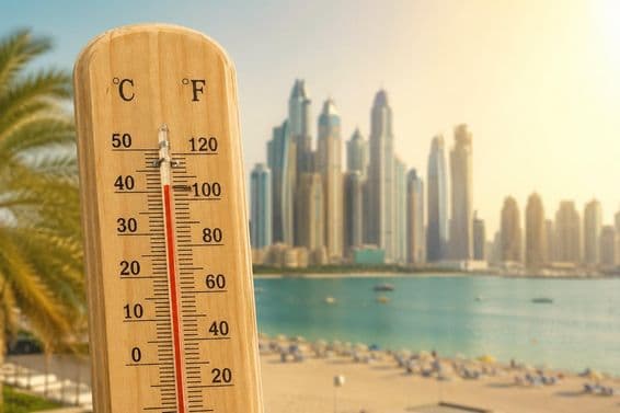 دبئی کے ساحل پر شدید گرمی