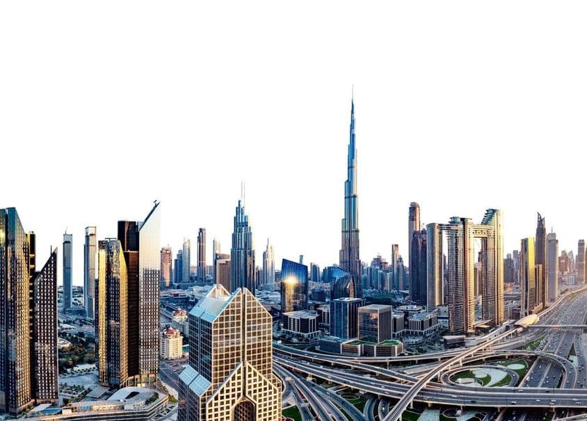 دبئی اسکائی لائن برج خلیفہ کے ساتھ